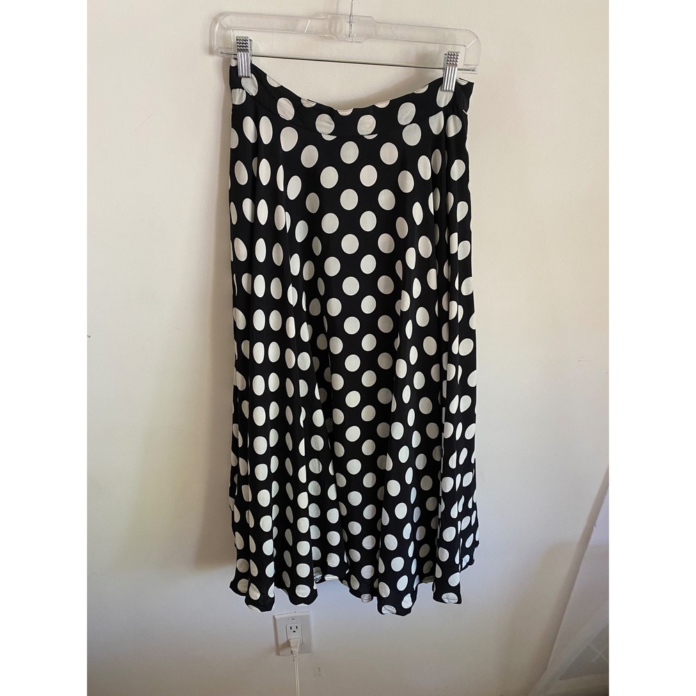 Baldanza Idée Force Vintage‎ Polka Dot Midi Skirt Black White Viscose Pockets 12